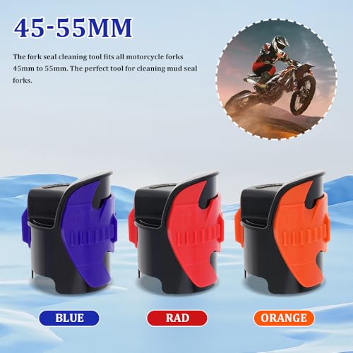 Image of Motorcycle Fork Seal Cleaner Tool, Front Fork Seal Cleaner Fits 45-55mm Seal Mate Oil Level, Universal Dirt Bike Motorcycle Accessories Shock Absorber Repairing Tool for Maintenance (Blue)