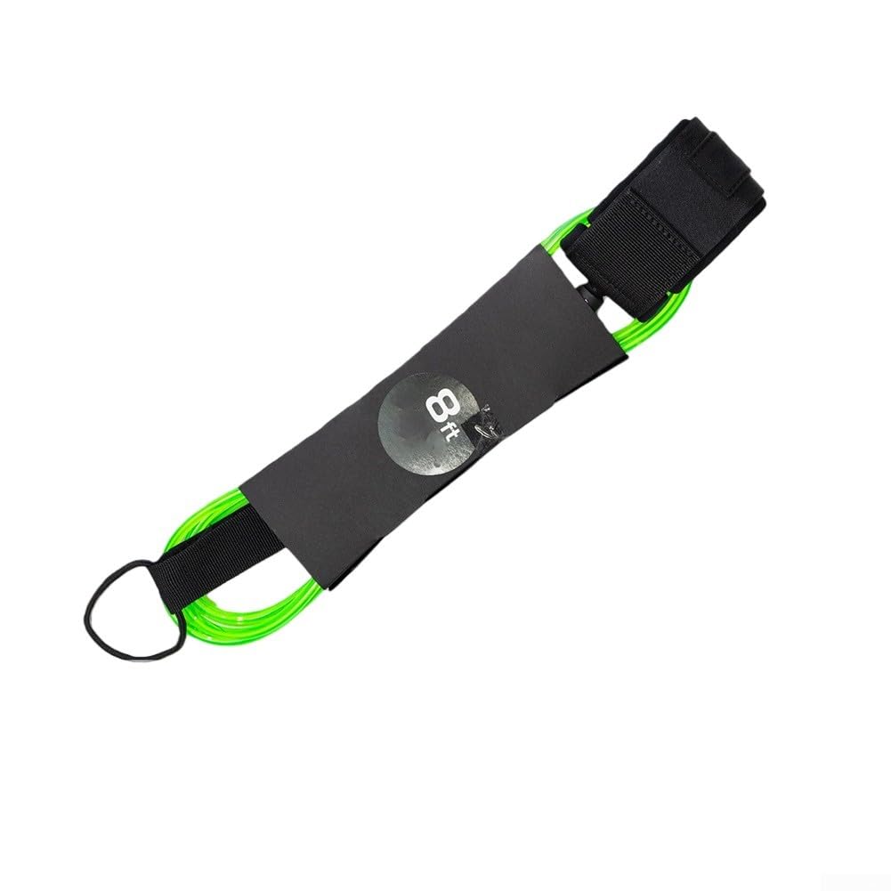Surfboard Leash for 6/7/8/9/10, FT Surfboards, 7mm For TPU Rope 360° Swivel, Soft Ankle Strap, Pull Tab, Hidden Pocket, Compatible with Paddle Boards(8FT green)