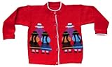 Fair Trade Produkt aus Peru Alpacaandmore Unisex Kinder Strickjacke Alpakawolle Peruanische Kinder Motive (3 Jahre, Rot)