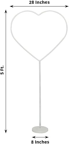 Miniatura 3 de Efavormart - Juego de 2 soportes de arco de globos de plástico en forma de corazón blanco, columna de soporte para globos con base redonda