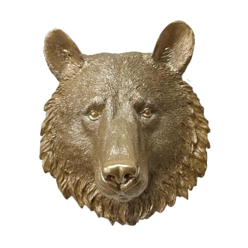 kowaku Sculpture Murale Suspendue en résine, tête d'animal, décoration Murale Faite à la Main, pour la Maison et Le Bureau, multifonctionnelle, Ours