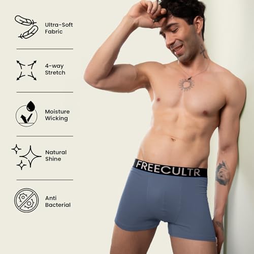 Image of Freecultr Organic Cotton Elastane Stretch Underwear for Men Breathable Comfortable Trunks Innerwear Sweat Absorbing Undergarments with Ultrasoft Waistband