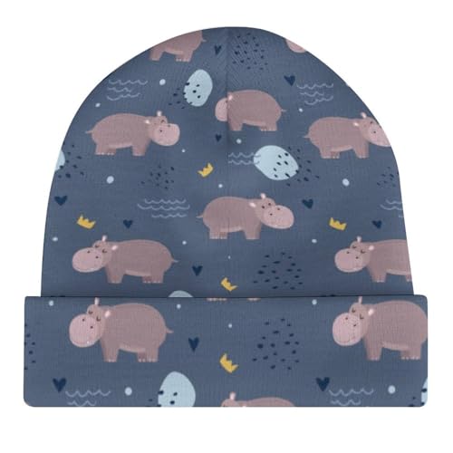 Hippo Animal Kids Beanie Hat for for Girls Boys Children Cap Winter Knitted Chemo Cancer Headwear Accessories Gifts Decoration Black4