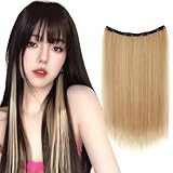 Fuyunohi エクステ ワンタッチエクステ 金髪 インナーカラー つけ毛 ヘアエクステ ロング ストレート 50cm ハーフウィッグ ウィッグ 部分ウィッグ ポイントウィッグ おしゃれ 大人 ヘアアクセサリー ファクション 小物 可愛い 元気 韓国風 ダンス 演出 コスプレ 付け髪 付け毛 ゴールド