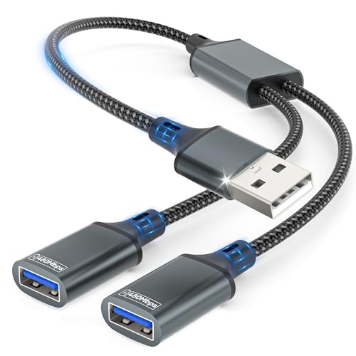 Câble répartiteur USB en Y 0,35m,rallonge USB A 1 mâle vers 2 femelles,rallonge double port pour...