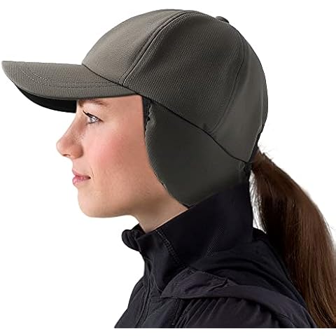 Womens Winter Baseball Cap with Earflaps Fleece Lined Warm Waterproof Hat Mens Outdoor Adventure Adjustable Cap, Khaki, One size Cover