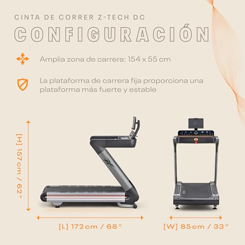 Reebok Cinta de Correr Z-Tech DC - Kinomap y Zwift - Velocidad máxima 20km/h - 154x55cm - Motor 2,5cv - Monitor LED - imagen 12