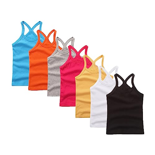 Girl's Ribbed Knit Camisole Tops Sleeveless Shirts Crop Top for Gymnastics Dancewear Black 5 to 6 Years