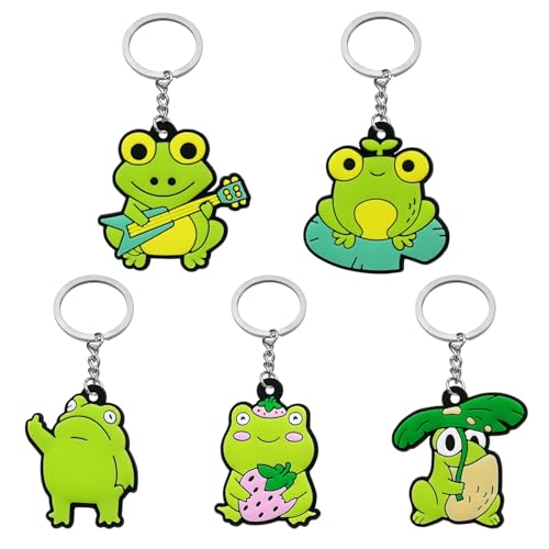 5 Llaveros De Rana, Llavero Creativo De Dibujos Animados, Llavero De Animal Lindo, Llavero Interesante, Cadena De Coche, Accesorios para Llaveros
