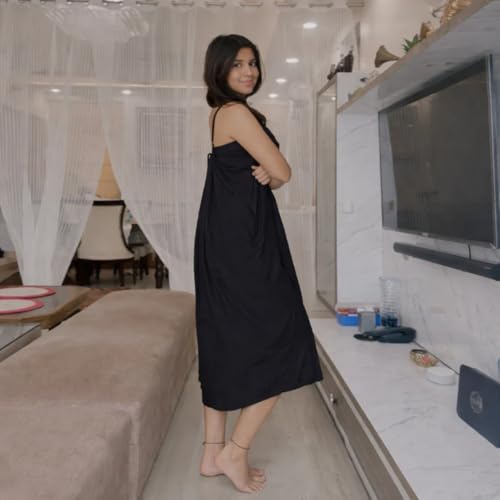 Image of Cheekee Honeymoon Soft Flow Maxi Dress for Women - Off Shoulder Nighty Gown, Comfortable Lounge & Romantic Nightwear