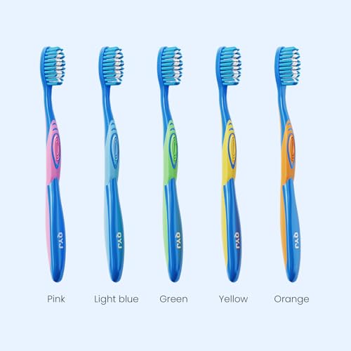 Image of Manual Medium Bristles Toothbrush for Adults,Whitening Toothbrush with Spiral Medium Bristles for Smoke Tea Coffee Stain, Deep Plaque Removal, Rounded Bristle Tips for Gentle Cleaning, 5 Pack