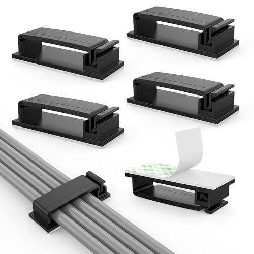 50 Stk kabelhalter selbstklebend, Kabelmanagement，kabelschellen für TV, PC, Laptop, Ethernet Kabel, Desktop, Heim, Büro (Schwarz)