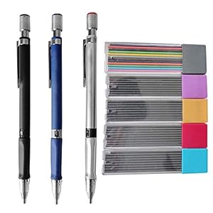 3pcs 2.0mm Vulpotlood School Office Tekenen Schrijven Metal mechanisch potlood Mechanische Pen Schetsen Stationery