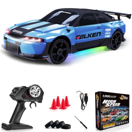 Image of RC Drift Car 1:24 Remote Control Car 4WD 15KM /H High Speed Racing Sport Car with LED Lights RC Cars Toy for Kids Boys Girls Adults Gifts Birthday Christmas