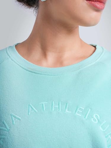 Image of CAVA Essential Sweatshirt for Women | Brushed Fleece, Round Neck, Full Sleeves, Ribbed Cuffs, Embroidery Detail | Cozy Loungewear & Travelwear