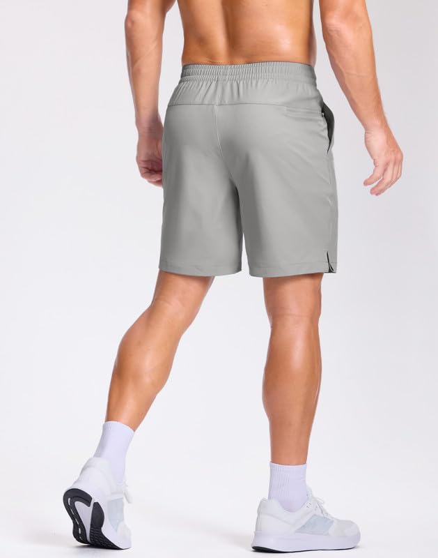 Image of GGJ Men's Lightweight Athletic Shorts with 2 Zipper Pockets 7 inch /9 inch /5 inch Gym Workout Running Quick Dry Tennis Shorts for Men