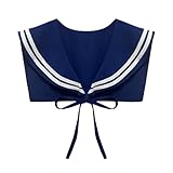 HoosaiyWoo Sailor Collars Scarf for Women Top Fake Collar Necklaces Collar Sailor Costume Shawl wraps Match Sweater Shirt Dress,H Navy