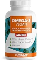 Omega-3 vegan INTENSE - 90 Kapseln - 2000 mg Algenöl pro Tag - hochdosiert mit 630mg DHA + 420 mg EPA - vegane Omega-3 Algenöl Kapseln - DHA:EPA Verhältnis 3:2 - laborgeprüft mit Analyse-Zertifikat