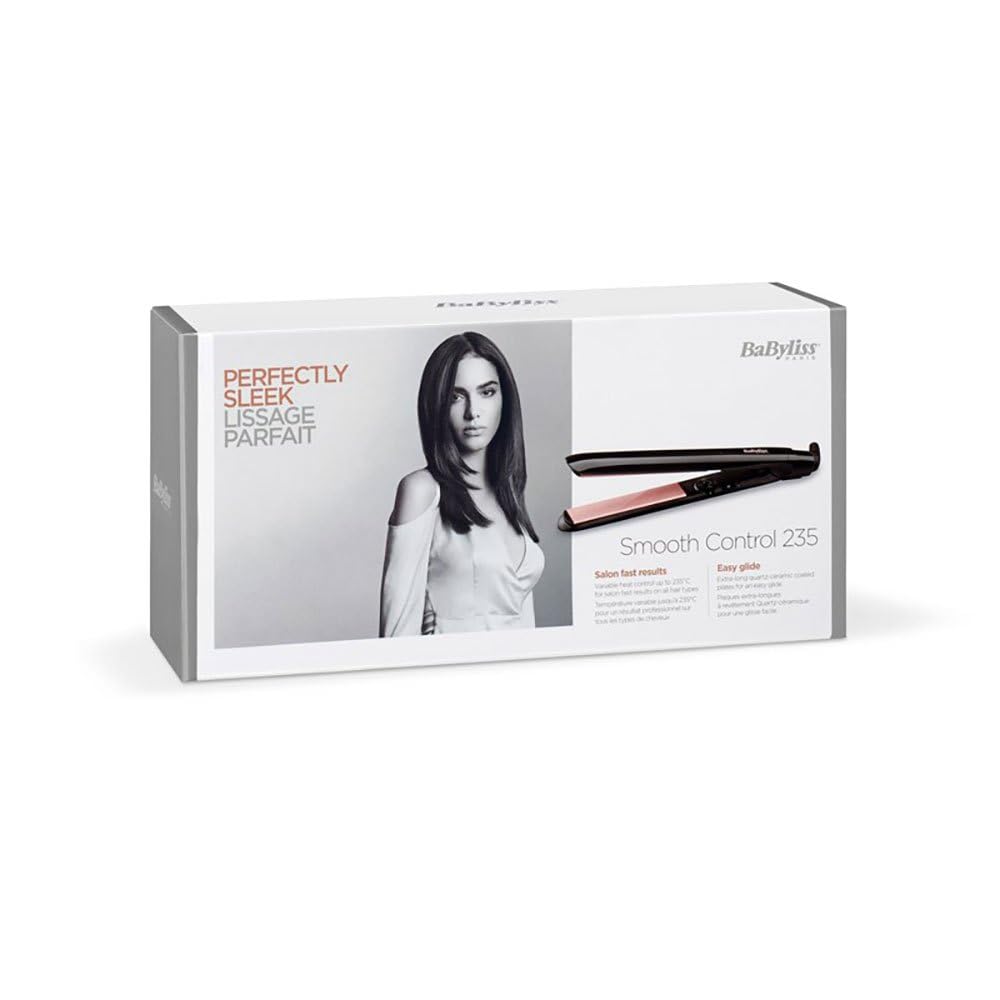 BaByliss Smooth Control 235 Fer à Lisser À Chaleur Noir, Rose doré 3 m