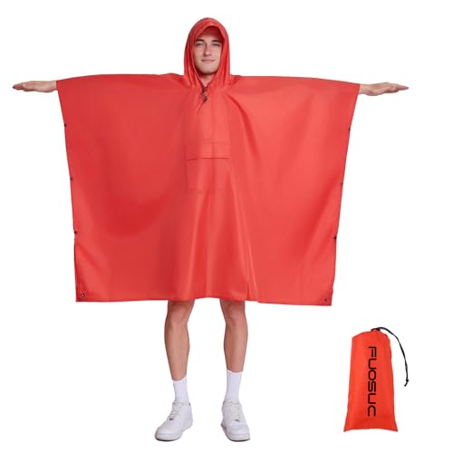 Image of Hooded Waterproof Raincoat, Unisex Outdoor Hiking Camping Mat and Small Tent