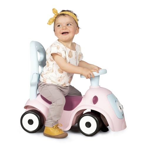 Smoby - Porteur Maestro Balade Rose - Evolutif 3 en 1 - Canne parentale Réglable- Arceau de Sécurité - Roues Silencieuses - Klaxon Electronique, Levier de Vitesse, Clé Mécanique - Dès 6 Mois
