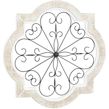 Deco 79 Wooden Scroll Home Wall Decor Wall Sculpture with Metal Scroll Work, Wall Art 22" x 1" x 22", White