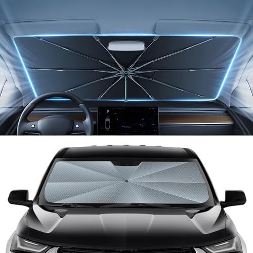 Image of Autorder Windshield Sun Shade Umbrella for 2018-2026 Chevy Chevrolet Traverse SUV Accessories,Upgraded Ice Crystal Material,Easy Setup Umbrella Sunshade for Car Windshield,100% Sun Blocking