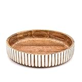 ARAMBH Mango Wood Salad Bowl - Large Handcrafted Round Serving Bowl for Ensaladas, Frutas, Vegetables, Cereal & Snacks (30,48 x 30,48 x 6,35 cm)