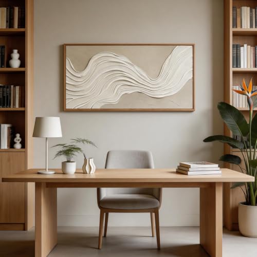 Image of CHDITB Horizontal Wave Wall Art, Neutral Earth Tone Textured Wall Decor