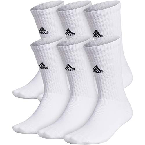 adidas Team 6-pk Crew Socks, White, Medium