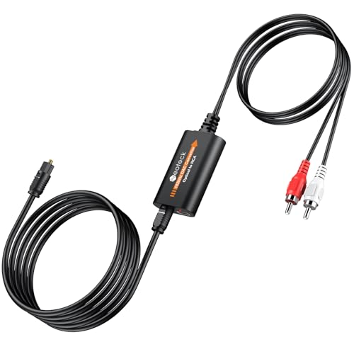 Neoteck 192kHz DAC Convertidor 5.9ft/1.8m Cable Óptico a RCA con Chip Amplificador de Audio SPDIF Toslink a RCA Adaptador para HDTV Set Top Box DVD Reproductor Blu-ray-Salida Macho