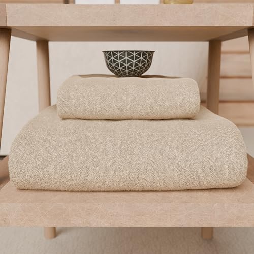 PETTI Artigiani Italiani - Badetücher aus 100% Baumwoll-Frottee, Handtuch-Set 2 + 2, 4 Stück 2 Handtücher und 2 Handtücher, beige Handtücher – Ansicht 1