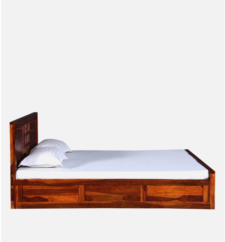 Image of Solid Sheesham Wood Bed Wooden Dreamy Nights Bed for Bedroom and Home Furniture | (Storage Bed -3)
