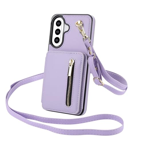Étui en cuir Samsung A57 5G violet, protection antichoc premium et finitions soignées
