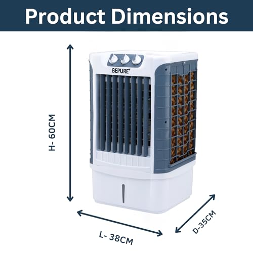 Image of Bepure Brisco 12L Air Cooler | Air Delivery upto 1500 M3 /H | Low Noise Operation | Low Power Consumption | 3 Side Honeycomb Cooling Pad
