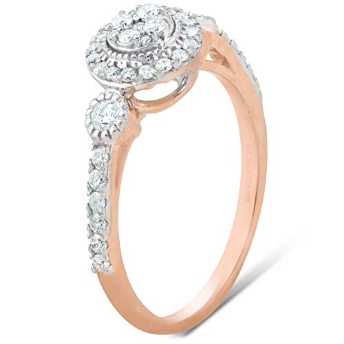 Pompeii 1/2 Ct Diamond Round Halo Vintage Engagement Ring 10k Rose Gold2