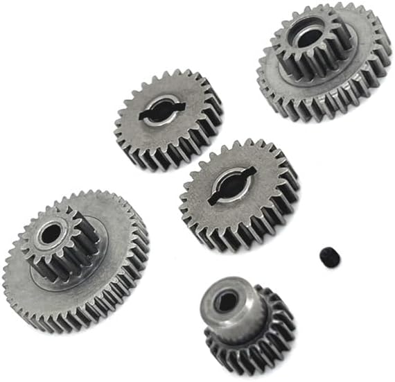 Suitable for MJX H12Y H12Y+ Remote Control Car Spare Parts Metal Upgrade Gearbox Gear Motor Gear Compatible with MJX 1/12 H12Y H12Y+ (Silver Gearbox Gear + Motor Gear)