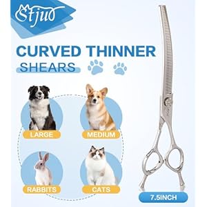 Dog Grooming Curved Thinning 7.5 inch Professional Pet Shears Made Of Japanese Advanced Stainless Steel Professional Grooming Scissors for Dogs Cats and Other Pets