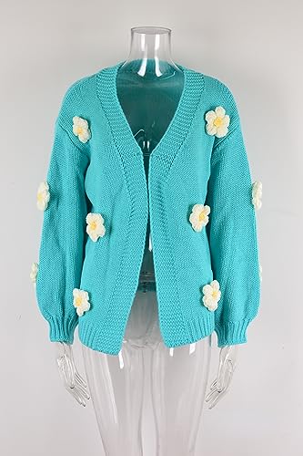 Image of Womens Y2K Cute Cardigan Sweaters Open Front Cropped Flower Knit Jacket Vintage Preppy Aesthetic 90s Clothes Kawaii Sweater