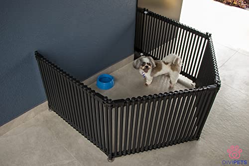 Cercado Pet Multifuncional Para Ambientes Internos DIVIPETS® - 4 Lados - PRETO .