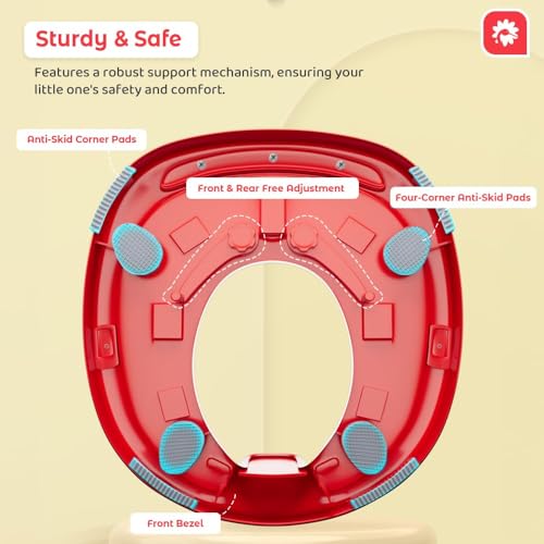 Image of StarAndDaisy Potty Seat for Kids 1-3 Years | Toilet Seat for Kids with Height Adjustable & Removable Soft Cushion, Fits All Western Toilets seat (Yellow - Red)