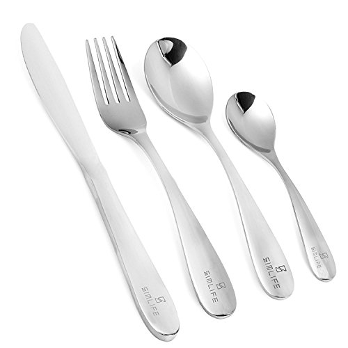 Life for Simple Flatware Set Stainless Steel Knive/Fork/Spoon/Teaspoon,Service For 1,4-Piece