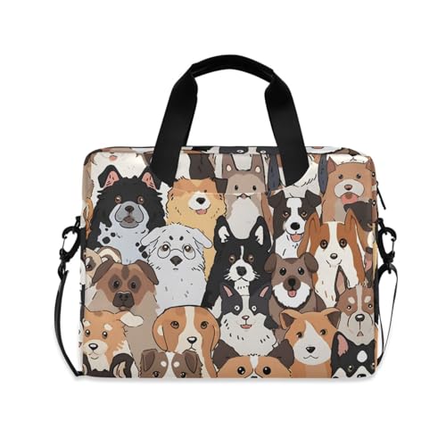 Maletín para portátil con diseño de perros, 13-15.6 pulgadas