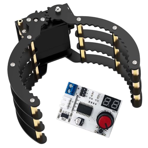 Image of Robotic Claw Full Metal Wave Edge Clamp Robot Hand Gripper Grabber, 1LB Max Grab Weight & 0-9in Open Range High Torque Robotic Arm Replace Claw Robot DIY, Mechanical Claw with Servo and Tester