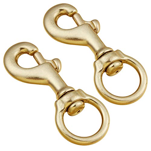 Aowesm 3-1/4 Inch Solid Brass Swivel Bolt Snap Hooks 7/8 Inch Swivel Eye Single Ended Scuba Diving Clips Keychain Holder For Dog Collar, Pet Leash, Flag Halyard And More (2 Pieces) #TOP1