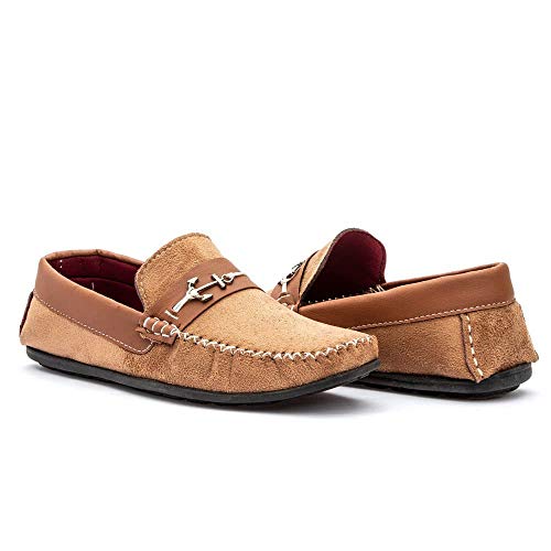 Mocassim Masculino Em Camurça Drive Conforto Docksider Casual Calce Fácil GuGi 102-DB Cor:Camel;Tama