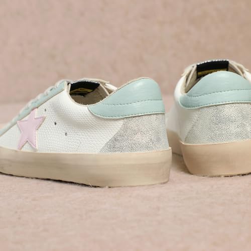 Image of Mi.iM Sofia Women's Low Top Star Sneakers - Fashion Lace-Up Shoes with Cushioned Insole and Rubber Sole
