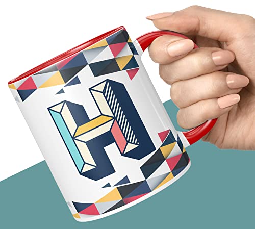 Image of 3D Colorful Alphabet Letter H Printed Coffee Mug For Girls Boys Friends Love Kids Best Gift For Birthday Anniversary Initial Letter H (Microwave Safe Ceramic Tea Coffee Mug-350ml) - ABV3TM2 108
