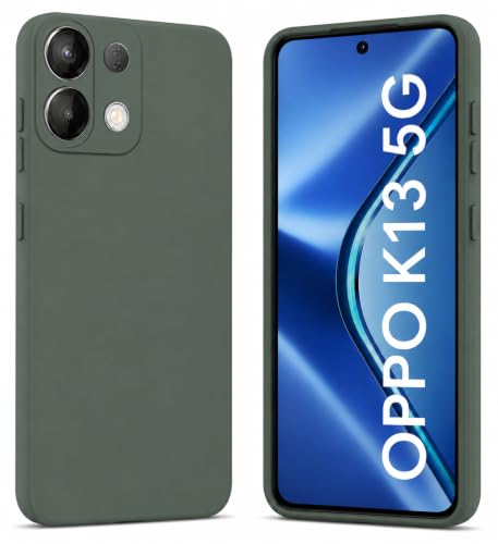 Image of SBMS Silicone Back Cover Case for Oppo K13 5G | Soft Micro-Fibre Lining Inside | Camera Protection Bump | Shockproof Back Cover Case for Oppo K13 5G (Green)