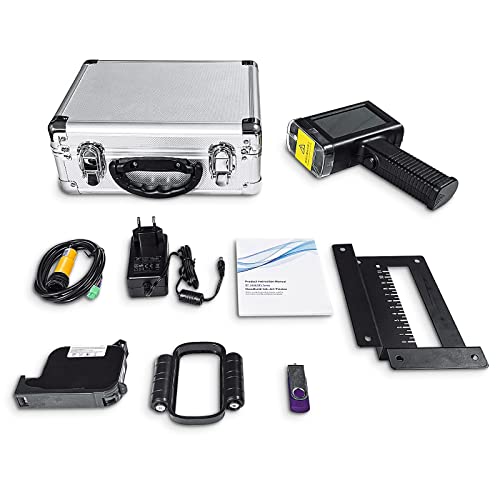 UPRINTJET BT-HH6105B2 Tragbarer Handdrucker mit Schnelles Trocknen Tintenpatrone Hand Tintenstrahldrucker, HD 4,3 Zoll Touchscreen Handheld Drucker für Logo/Datum/QR-Code/Barcode/Seriennummer